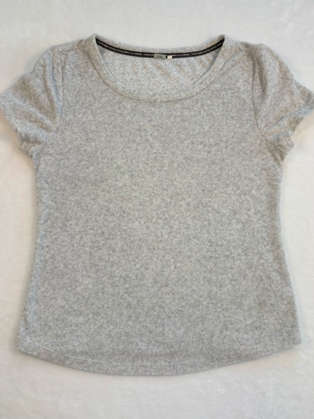 SATURDAY SUNDAY Anthropologie Terry Knit Tee Gray Short Sleeve Soft XS Basics - Picture 7 of 8